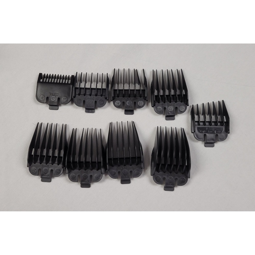 Wahl Replacement Hair Clipper Guards Lot of 9 #1, 1.5, 2, 3, 4, 5, 6, 8, R. Ear